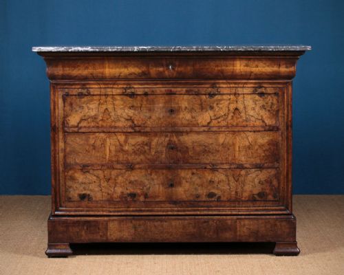 Burr Walnut & Marble Top Chest of Drawers C.1830.