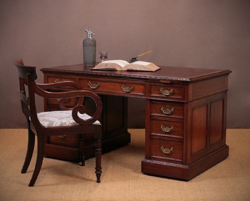 19th.c. Mahogany Double Sided Desk by Maple & Co C.1890.