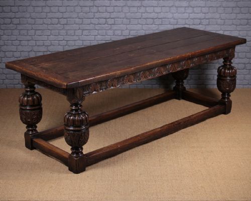 Large Carved Oak Refectory Table C.1910.