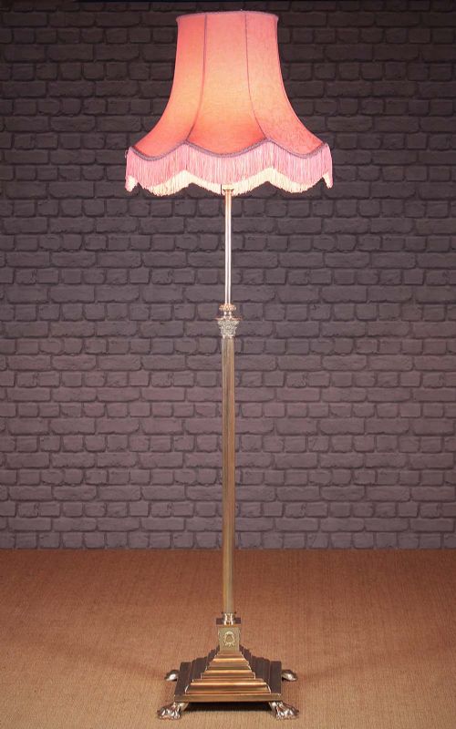 Adjustable Brass Column Floor Lamp C.1900.