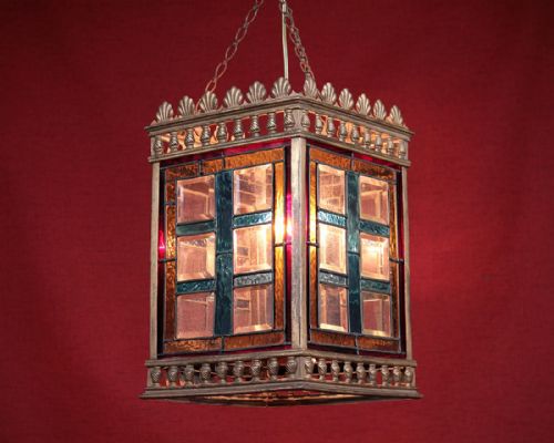 Coloured Glass Porch Lantern C.1880.