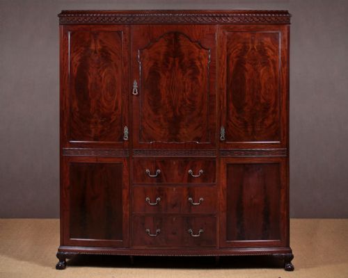 Large Edwardian Mahogany Combination Wardrobe C.1910.