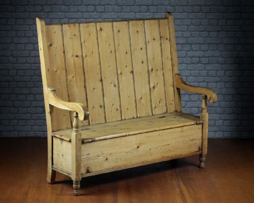 High Back Pine Box Settle C.1880.