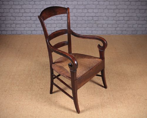 Fruitwood Armchair with Original Rush Seat C.1830.
