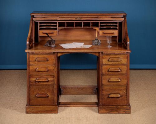 Edwardian Oak Roll Top Desk C.1910.