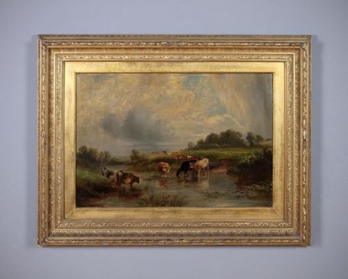 19th.c. English School Painting of Cattle & River C.1880.