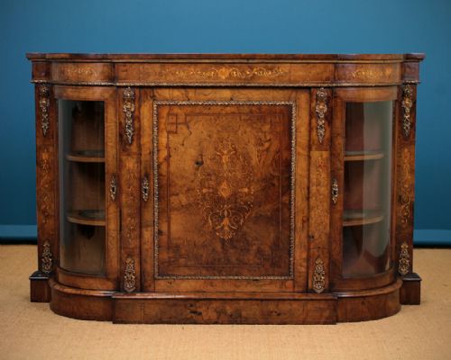 Burr Walnut & Ormolu Credenza Side Cabinet C.1880