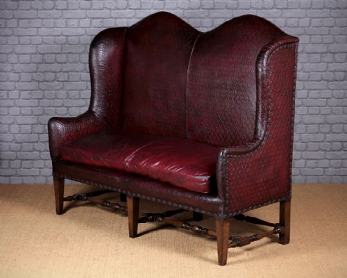 Early 20th.c. Leather Wingback Couch C.1920.