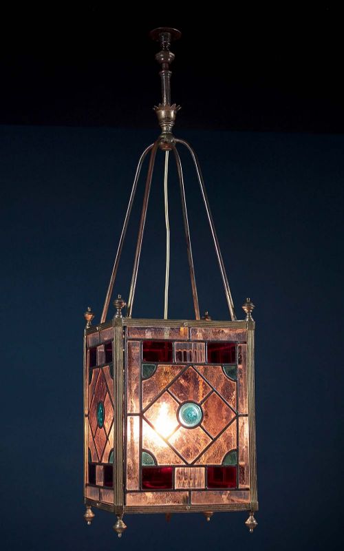 Coloured Glass Porch Lantern C.1880.