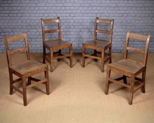 Set of Four Mid 19th.c. Welsh Oak Cottage Dining Chairs C.1850.