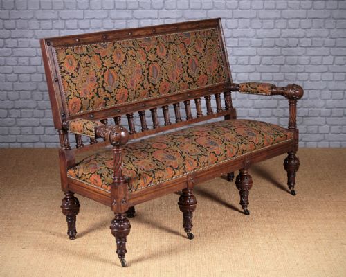 Carved Oak Settee C.1890.
