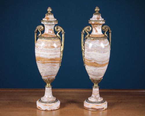 Large Pair of Marble & Ormolu Urn Garnitures C.1890.