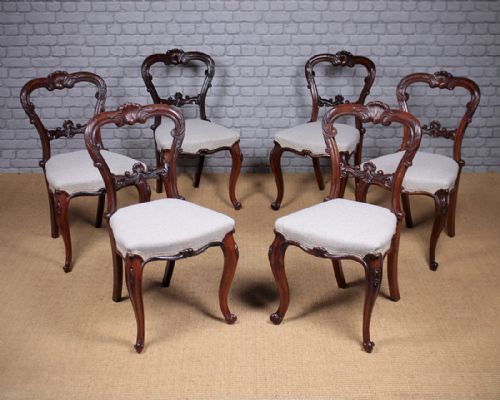 Set of Six Mid 19th.c. Carved Rosewood Dining Chairs