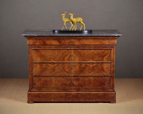 Louis Philippe Burr Walnut Marble Top Chest of Drawers C.1830.