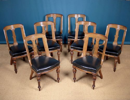Set 8 19th.c. Oak Dining Chairs C.1875.