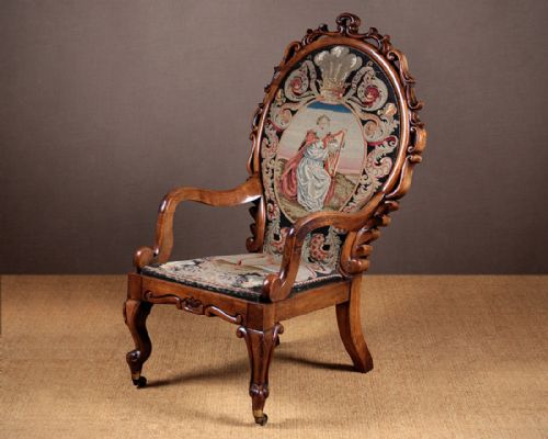 Mid 19th.c. Welsh Bardic Theme Armchair C.1860