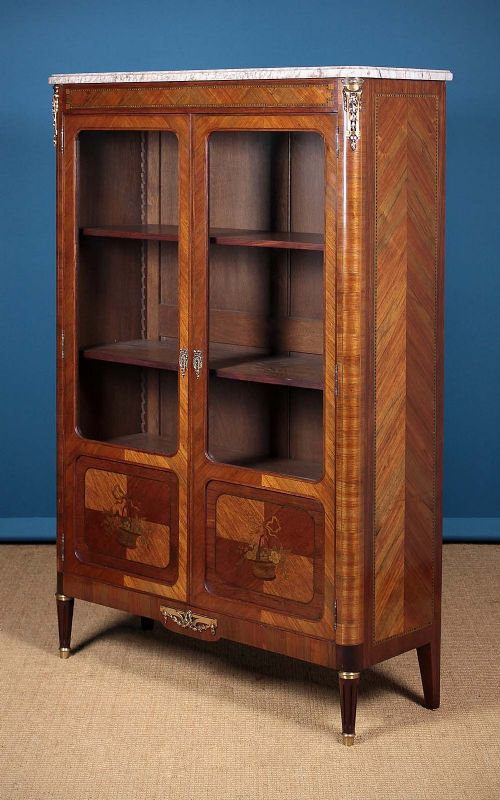 Marble Top Bookcase or Display Cabinet C.1920.