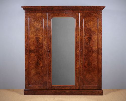 Burr Walnut Combination Wardrobe & Press by Heal & Son C.1850.