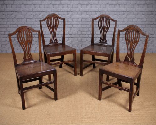Four Late Georgian Country Chippendale Dining Chairs C.1810.