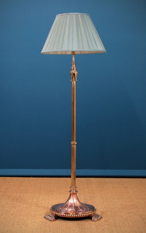 Brass & Copper Adjustable Standard Lamp C.1900