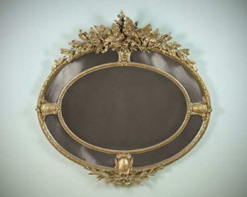 Large Gilded Overmantle Mirror with Exceptional Gesso Frieze C.1890