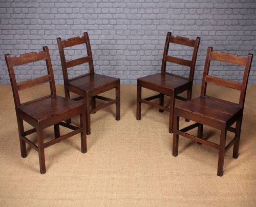 Set of Four Welsh Oak Cottage Dining Chairs C.1850.