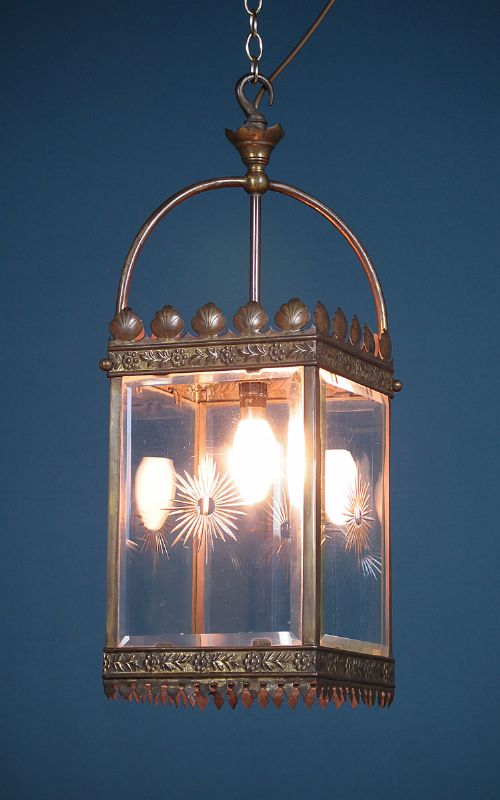 Etched Glass Porch Lantern C.1905.
