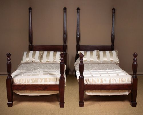 Pair Mahogany Four Poster Single Beds C.1890