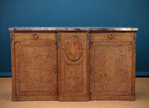 Marble Top Burr Elm Side Cabinet C.1905