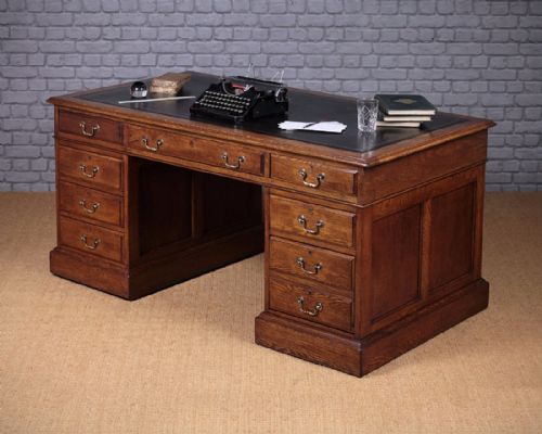 Large Oak Pedestal Desk C.1920.