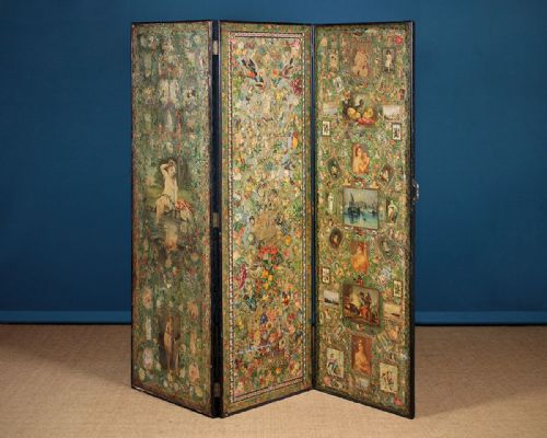 19th.c. Scrap Work Folding Screen or Room Divider C.1880