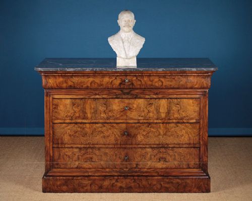 Burr Walnut Marble Top Chest of Drawers C.1830.