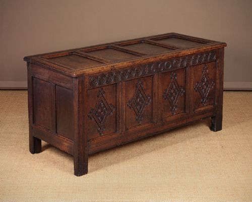 17th.c. Coffer with Original Carved Front Dated 1660.