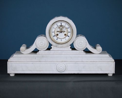 Large White Marble Mantle Clock C.1870.
