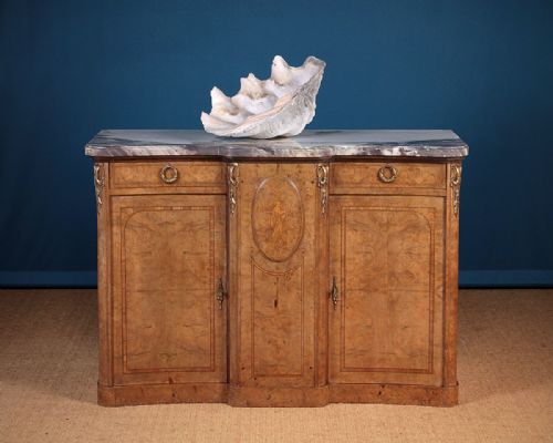 Edwardian Era Marble Top Breakfront Side Cabinet C.1905