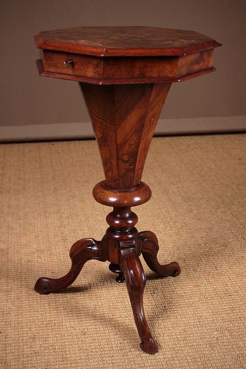 Marquetry Top Walnut Sewing Table C.1870.