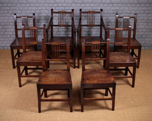 Set Eight Mid 19th.c. Welsh Oak Cottage Dining Chairs C.1850