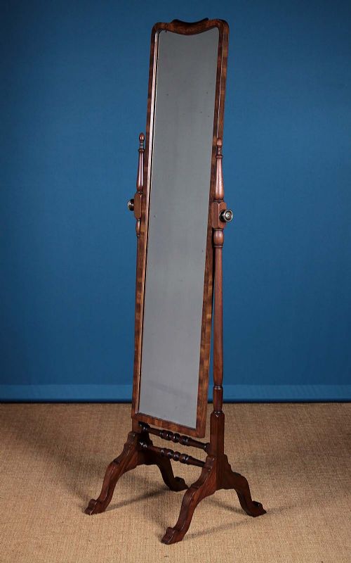 20th.c. Walnut Cheval Dressing Mirror & Stand C.1930