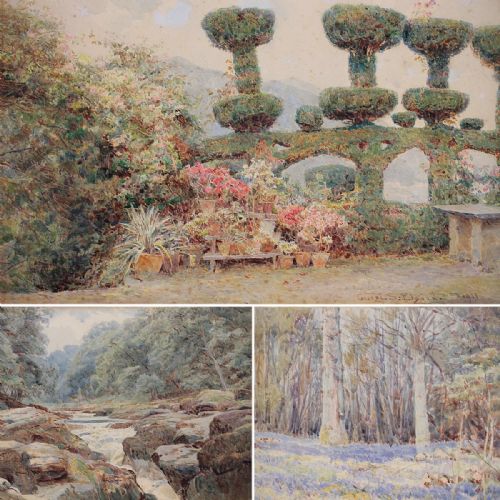 Three Watercolours by George Samuel Elgood C.1911.