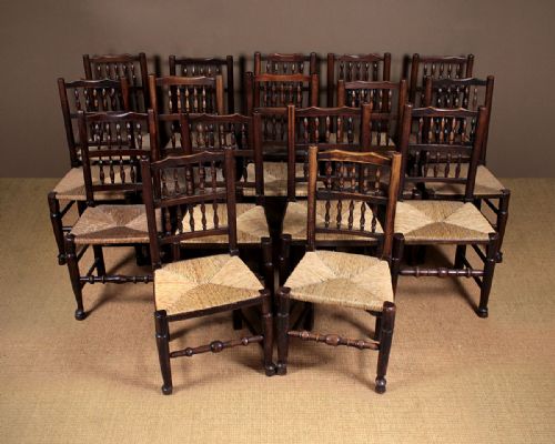 Sixteen Lancashire Spindleback Dining Chairs C.1800.