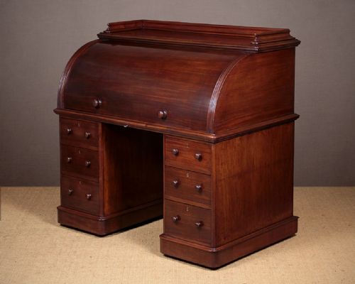 Walnut Cylinder Top Pedestal Desk C.1860.