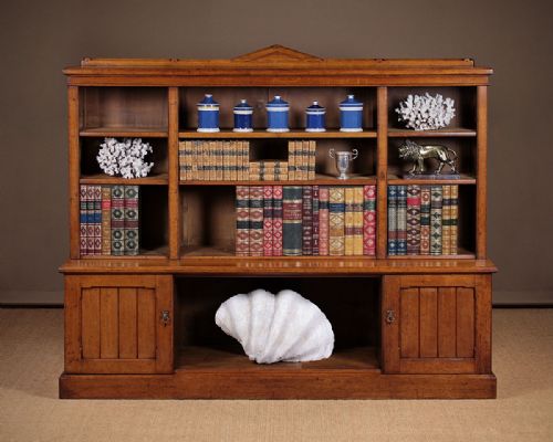 Pale Oak Gothic Open Bookcase C.1870.