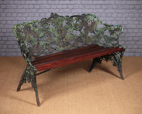 Cast Iron Coalbrookdale Fern & Blackberry Garden Bench C.1890.