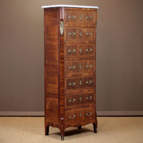 French Marble Top Semainier Chest of Drawers C.1900