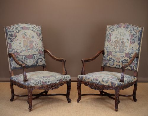 Pair of Large Tapestry Armchairs C.1920.