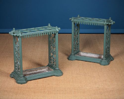 Pair Late 19th.c. Cast Iron Stick or Umbrella Stands.