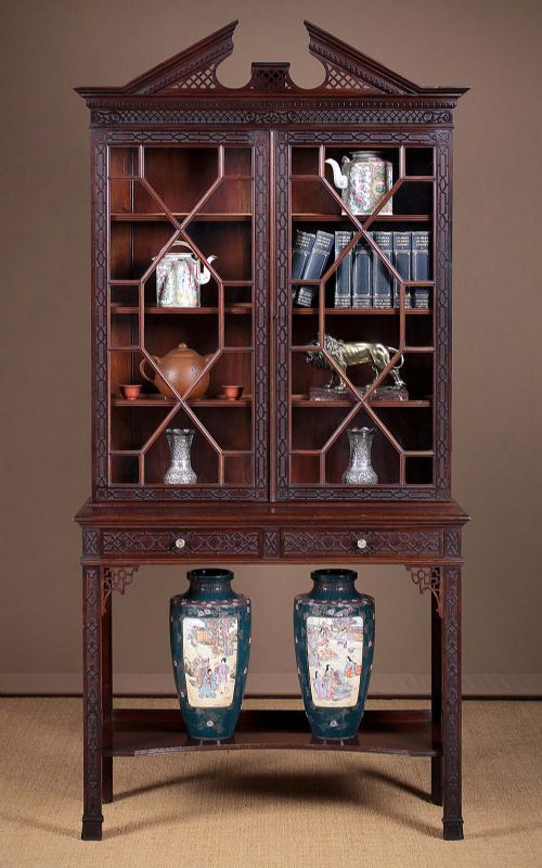 Edwardian Mahogany Chinese Chippendale Style Bookcase C.1905