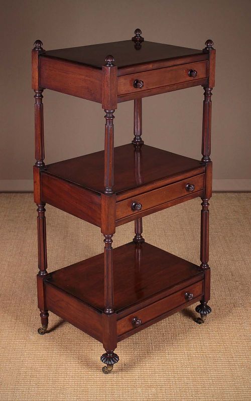 Narrow Mahogany Three Tier Stand with Drawers C.1860.