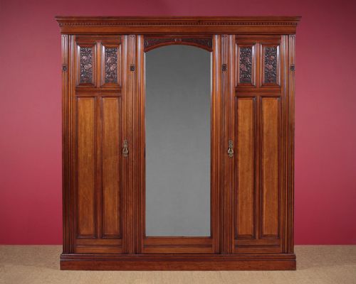 19th.c. Walnut Three Door Combination Wardrobe & Clothes Press C.1890