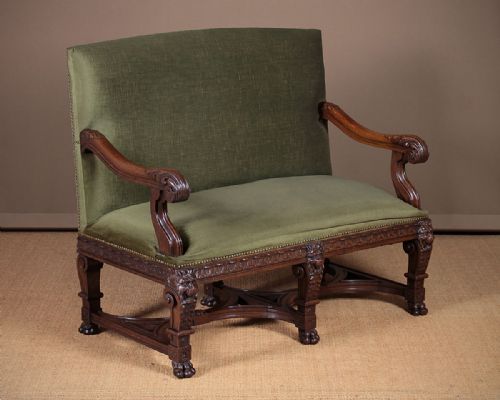 Renaissance Revival Carved Oak Couch C.1890.